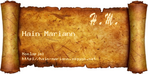 Hain Mariann névjegykártya