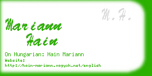 mariann hain business card